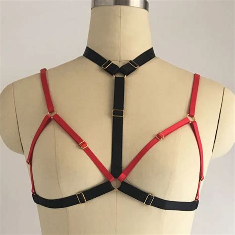 sexy women crop top goth bra body cage fetish body harness festival