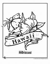 Coloring Pages Hawaii Hawaiian Flower State Printable Flowers Kids Color Colouring Tropical Cartoon Hibiscus Sheets Themed Drawing Clipart California Symbols sketch template
