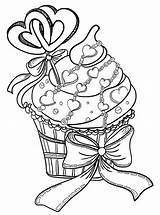 Coloring Pages Valentines Adults Valentine Adult Printable Color Kids Cupcake Bestcoloringpagesforkids Food sketch template