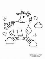 Unicorn Coloring Pages Cute Print Little Fun Color Rainbow Kids Book Activity sketch template