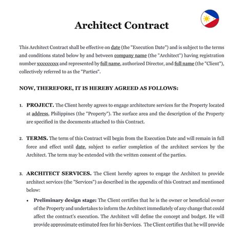 architect contract  philippines  word template
