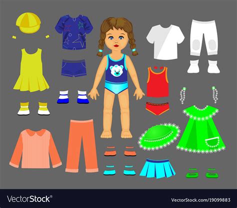 cute girl paper doll  set clothes  shoes vector image vlrengbr