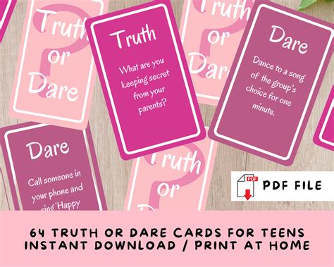 printable truth   cards  teenage girls  tweens etsy