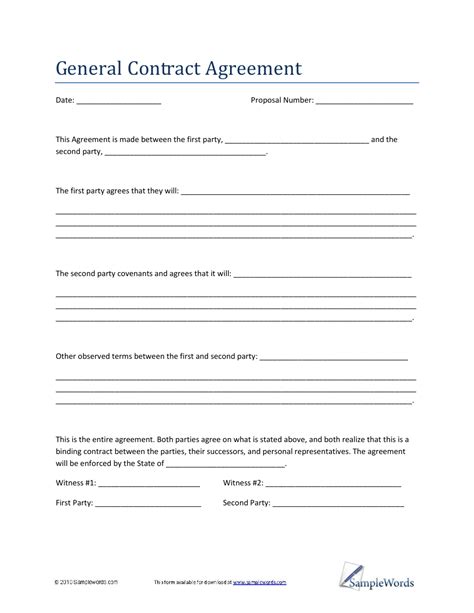 blank contract forms  printable