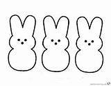 Peeps Easter Coloring Pages Bunnies Pattern Three Printable Color Kids sketch template