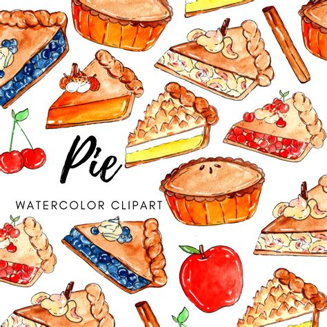 watercolor clipart pie pie baking apple pie blue berry etsy australia