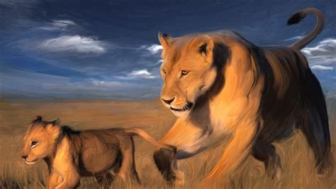 paints lions art nature drawing painter