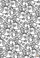 Coloring Pages Fish Pattern Printable Adult Puzzle Print Color sketch template