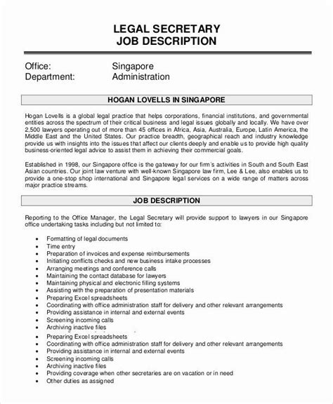 Legal Assistant Job Description Resume Best Of Sample
