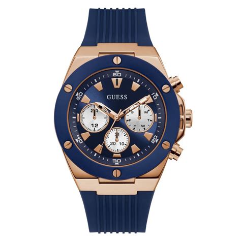 guess mens mens sport stainless steel blue  gwg