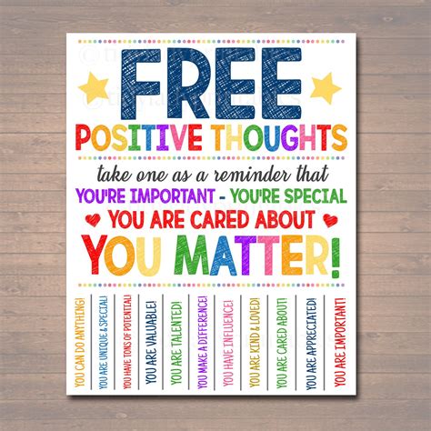school counselor door sign positive thoughts tear  flyer etsy