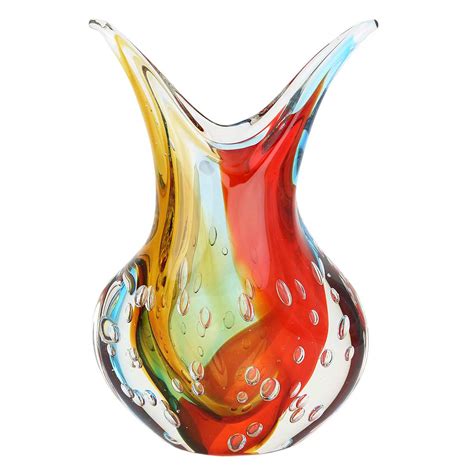 Murano Art Glass Sommerso Vase Venetian Sunrise