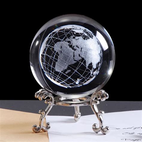 Laser Engraved Earth Crystal Ball Glass Globe Laser Engraved Etsy