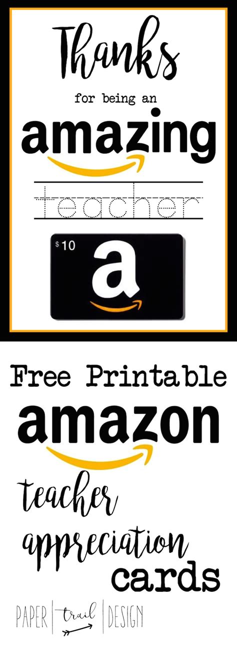 amazon teacher gift card printable