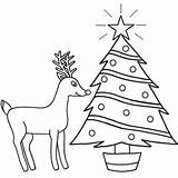 Christmas Tree Reindeer Rudolph Red Coloring Nosed Color sketch template