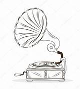 Gramophone Phonograph Icon Grammophon Zeichnet Altes Ikonendesign Lokalisiertes Vektoren Yupiramos sketch template