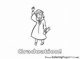 Woman Coloring Graduation Pages Diploma Sheet Title sketch template