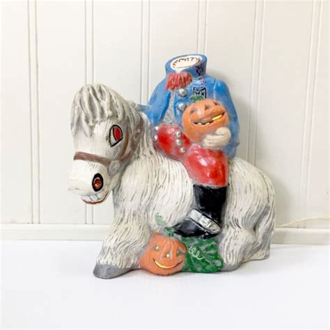 vintage halloween headless jack  lantern horse man ceramic pottery horseman ebay