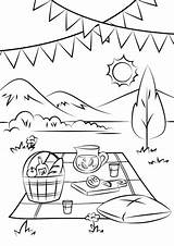 Picnic Coloring Scene Pages Printable sketch template