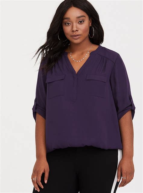 harper purple georgette bubble hem blouse georgette tops georgette fabric  size tops