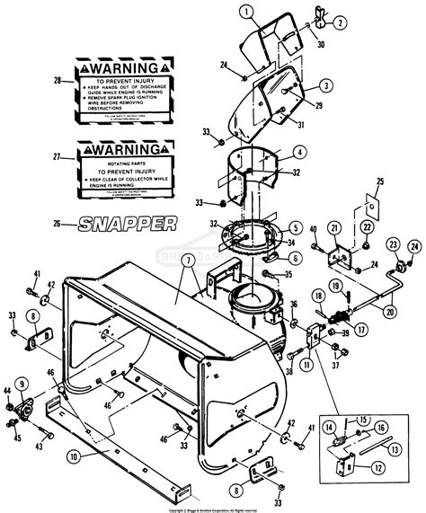 snapper   rer snow thrower attachment parts diagram  blower housing discharge