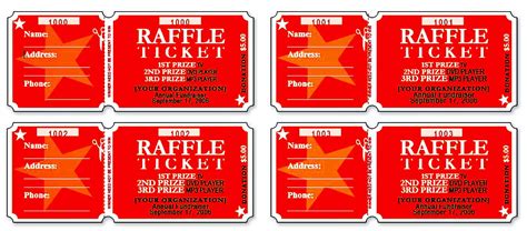 sample   editable raffle  ticket templates numbered raffle