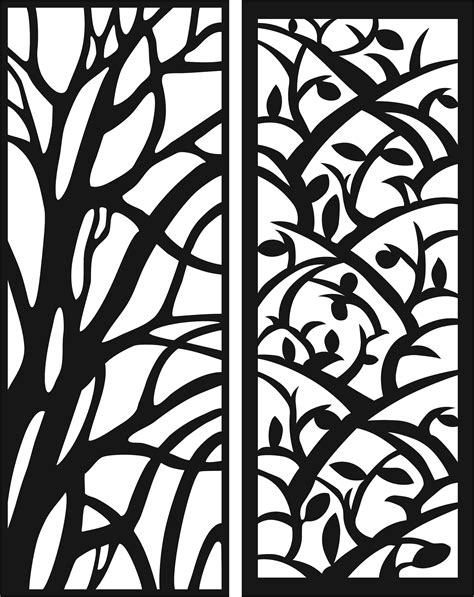tree branches living room screen patterns set  laser cutting