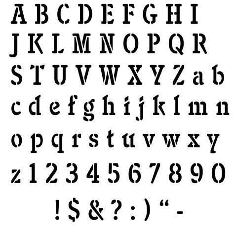printable stencils alphabet click   desired stencil size