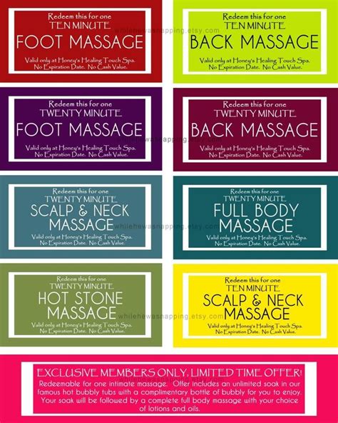 massage coupons or love voucher printable love coupon or etsy love