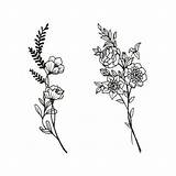 Wildflower Drawing Tattoo Bouquet Getdrawings Wildflowers sketch template