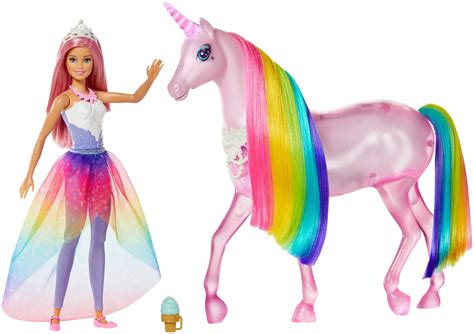 buy barbie dreamtopia magical lights unicorn  rainbow mane lights