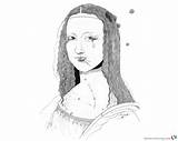 Mona Lisa Coloring Pages Ilustracao Printable Kids sketch template
