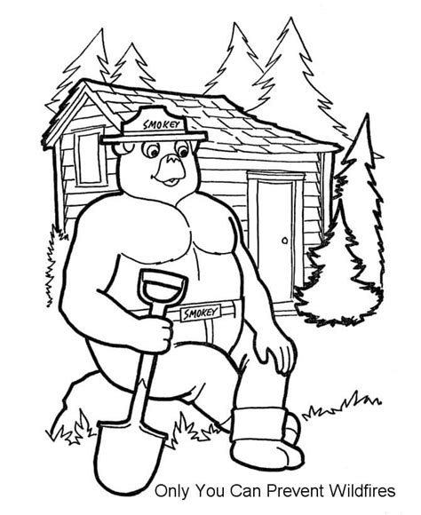 smokey bear sitting coloring page  printable coloring pages  kids