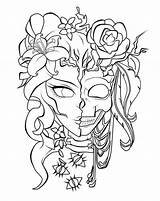 Coloring Pages Skull Rose sketch template