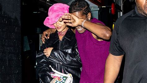 Rihanna And Asap Rocky Kiss As She Wears Plunging Dress