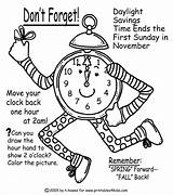 Time Coloring Change Fall Pages Back Daylight Savings Clock Word Search Printables Kids Reminder Printables4kids Activities Printable Spring November Saving sketch template