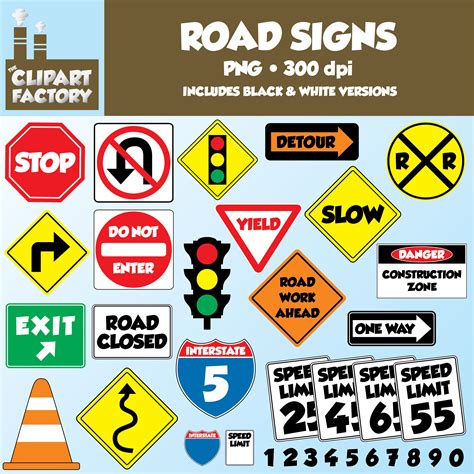 clip art fun road signs traffic signs  total images etsy