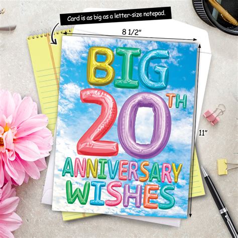 inflated messages 20 milestone anniversary large card