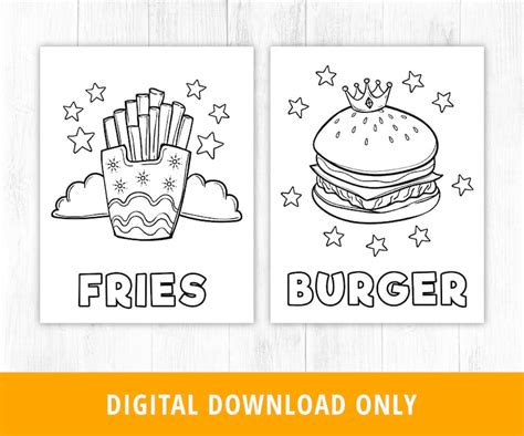 fast food coloring pages food coloring pages printable etsy