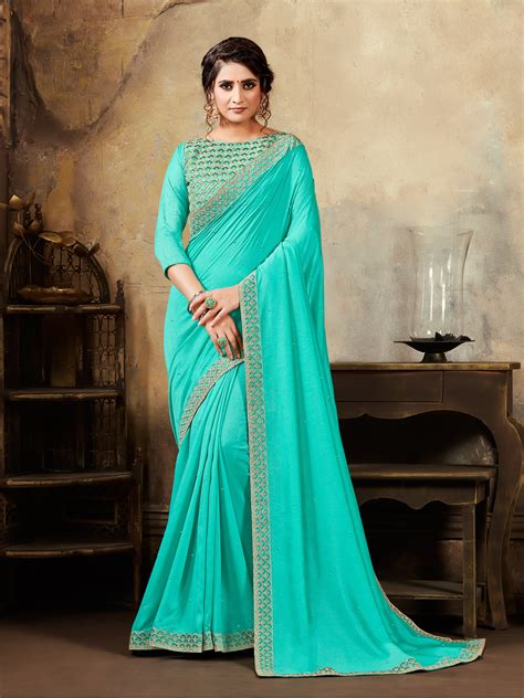 buy embroidered silk saree  party wear sarees