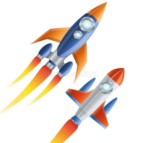 rocket flying  white background stock vector illustration