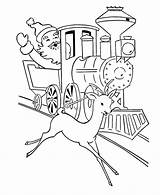 Santa Claus Coloring Pages Train Christmas Reindeer Sheets Driving Print Go sketch template