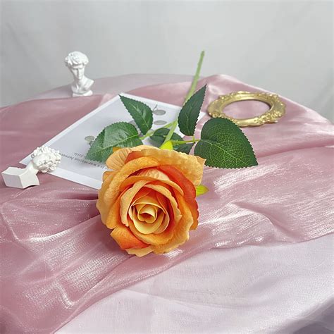 10pcs 51cm long stem velvet artificial rose flowers silk bunch wedding