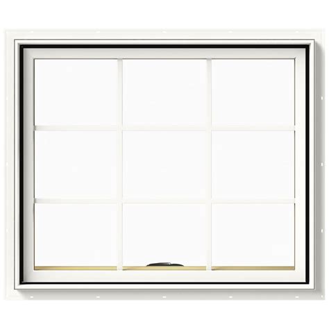 jeld wen        series white painted clad wood awning window  natural interior