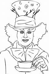 Mad Alice Wonderland Hatter Coloring Pages Color Getcolorings Printable Johnny Deep Character sketch template