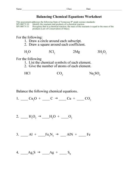 balancing chemical equations activity worksheet answers db excelcom