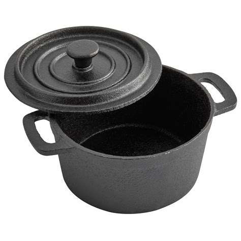 vollrath   oz pre seasoned mini cast iron pot  lid