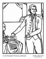 President Coloring Pages Jefferson Thomas American Presidents Leaders Printables First Color sketch template
