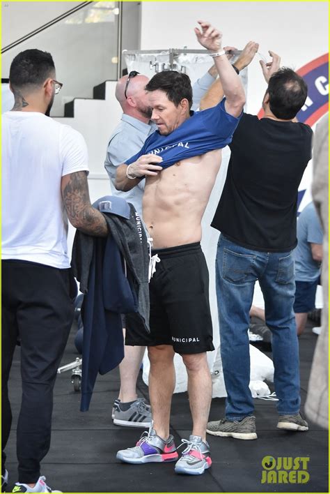 mark wahlberg gets sweaty during a shirtless workout
