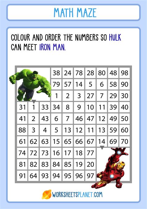 printable math maze games  kids worksheets planet